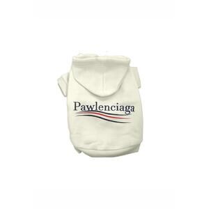 NEW BARK FIFTH AVENUE pawlenciaga pet drawstring hoodie in ecru